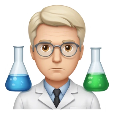 white man scientist photorealistic serious sticker