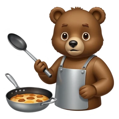 A bear cooking an iphone in a frying pan sticker