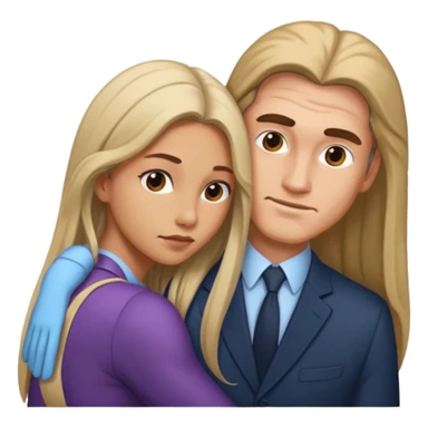 A women being bent over behind a man sticker