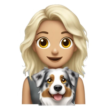 Blonde girl and Merle Australian shepherd sticker