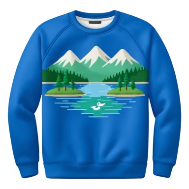 Sweat shirt with embroidered small lake design sticker