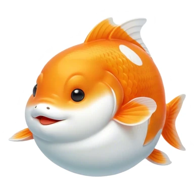 Meme-Worthy Cute Sleeping Orange and White Goldfish Portrait Emoji, Head resting peacefully with a contented smile, showcasing a streamlined, graceful body with a luxuriously soft blend of orange and white, eyes closed in a serene, floating nap, Simplified yet hilariously adorable features, highly detailed, glowing with a soft, drowsy light, high shine, relaxed and utterly lovable, stylized with an air of playful laziness, bright and heartwarming, soft glowing outline, capturing the essence of a comically sleepy goldfish, so meme-worthy it feels like it could instantly become the next viral sensation of adorable slumber! sticker