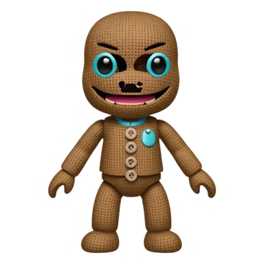 Make me a realistic Sackboy character from littlebigplanet game sticker