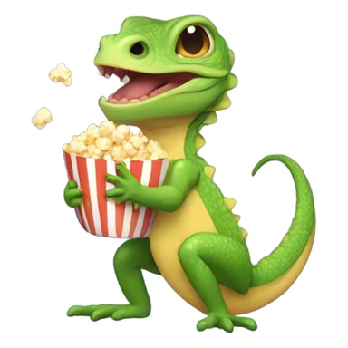 Lizard eating popcorn sticker