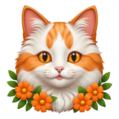 Cat with Flowers and kissing sticker