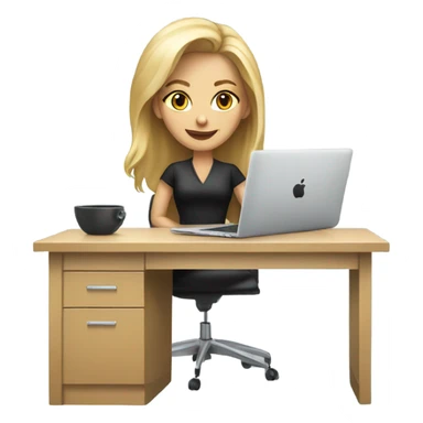 Desk with macbook, pcb european blond with classs sticker