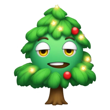 A tree with lights with a red bow on top sticker