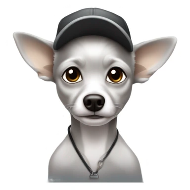 man blue eyes gray hair gray goatee in ball cap holding black longhair chihuahua  sticker