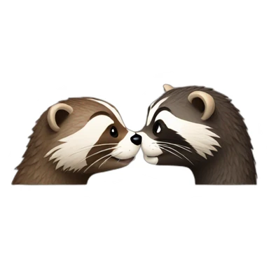 otter and raccoon kissing sticker
