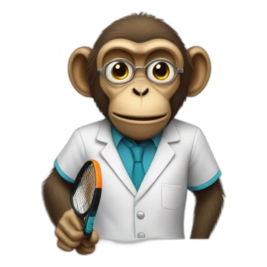 monkey professor playing tennis sticker