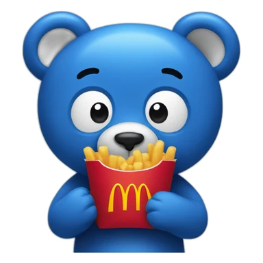 blue bear with McDonalds sticker
