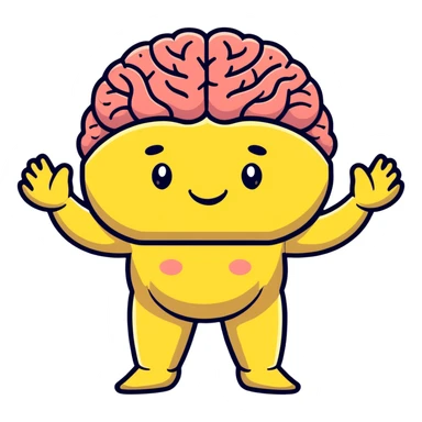 cute brain with a smiling face, arms and legs sticker