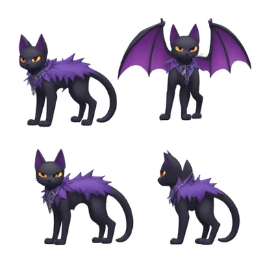 cool edgy black punk Purple nargacuga-bat-cat-Fakemon collar full body sticker