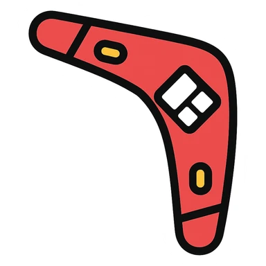 boomerang with Microsoft Power Pages logo, playful and clean, red and white color palette icon sticker