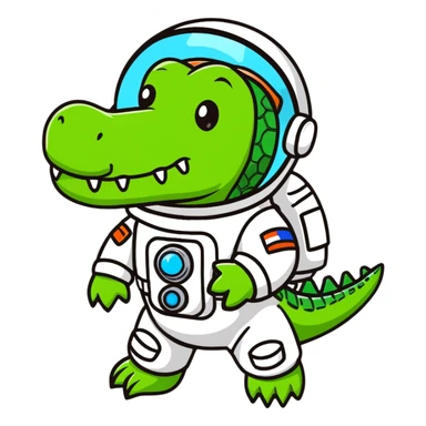 cute crocodile cosmonaut sticker