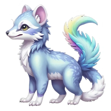 Colorful dark tropical iridescent pastel white glorious divine exotic cute cool beautiful shiny beautiful fantasy-civet-sergal-vernid-Gryphon-Cacomistle-oncilla-animal-Fakémon-hybrid-fursona (full body) sticker
