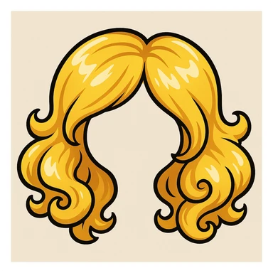 a cartoon-style blonde wig, playful and exaggerated sticker