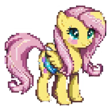 Fluttershy in pixel art style sticker
