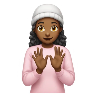 girl maing a heart with her hands sticker