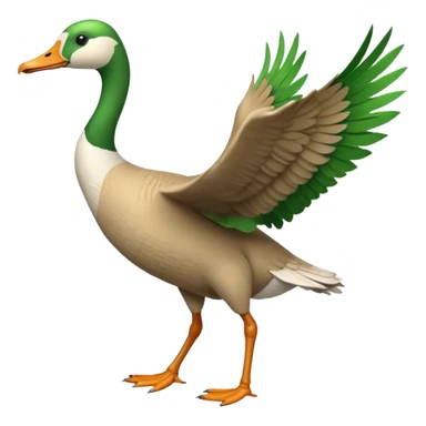 Emoji of a running goose with a very long neck and two legs. Use 🪿 shape but color it bright green (#39C700). The legs should look actively running with motion. The wings must be tightly folded against the body, not flapping or extended. sticker