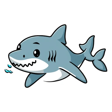 cartoon shark swimming sticker