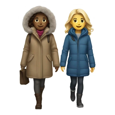 Two girls in winter coats walking  sticker