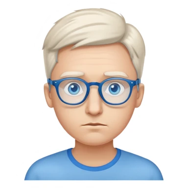 Inquisitive eyes with blue glasses resting on top of them. The face has a curious and thoughtful expression.  sticker