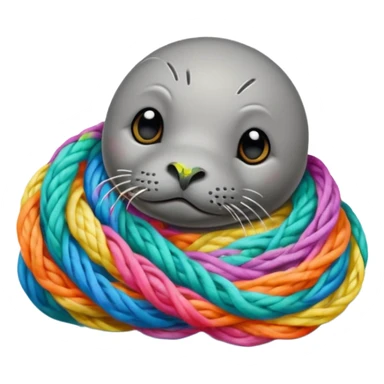 Realistic Seal (That you see his hole body) Stauck with his head in a fishing yarn in the ocean, with much colourful plastic floating around it sticker