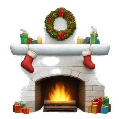 white Christmas fireplace sticker