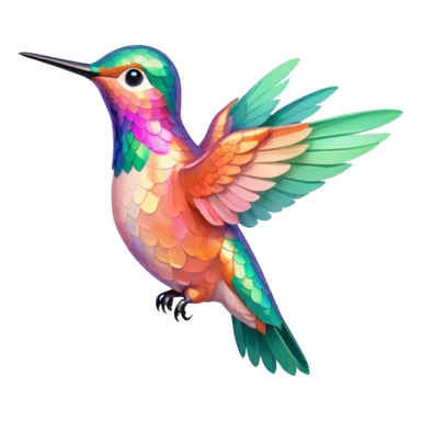 peach pink and mint humming bird, warm colours  sticker