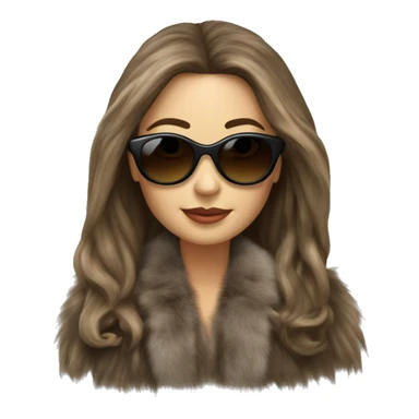 Beautiful realistic long hair light brunette mob wife with fur coat Sun Glasses sticker