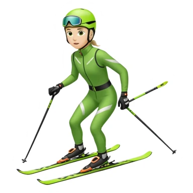 Xc ski racer in green and black clothing. Full body, classic skiing uphill sticker