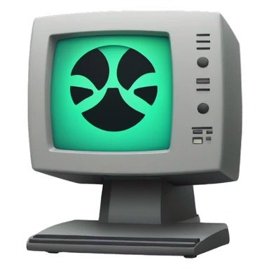 80's computer monitor with atom symbol sticker