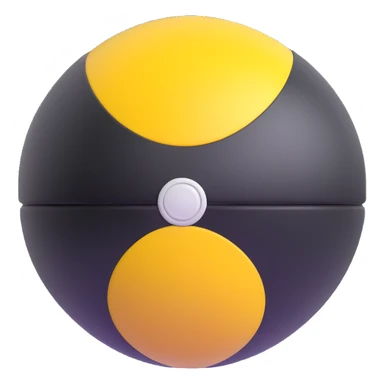 Ultra Ball from Pokemon, black and yellow top half, white bottom half sticker