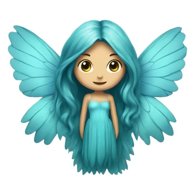 Beautiful, fairy, blue, turqoise, long hair, big wings sticker