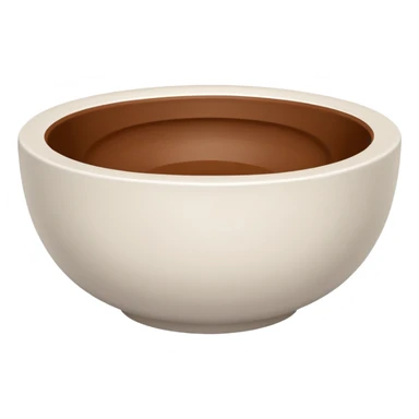 white bowl with a plain brown disk inside, no liquid reflection sticker
