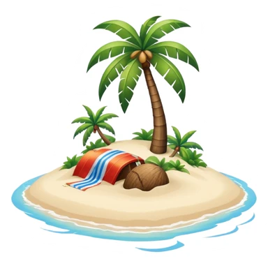 island with a coconut tree and beach sticker
