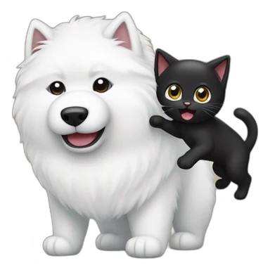 Samoyed fighting black cat sticker
