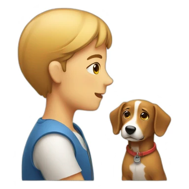 Person looking at a dog sticker