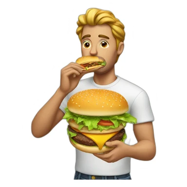 High dude eating burger sticker