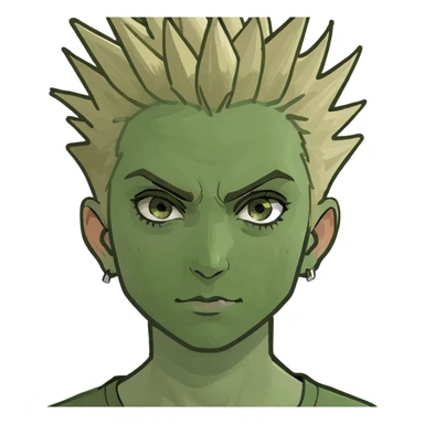 masc lesbian hazel eyes dirty blonde short spiky hair sticker
