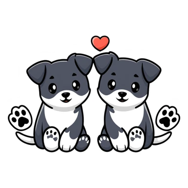 two black puppy paws with a black heart around them sticker