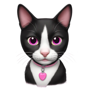 Tuxedo cat with pink nose sticker