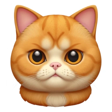 A 3D cartoon orange-ginger Exotic Shorthair cat with flat face, expressive eyes, soft fur sheen, cinematic Memoji rendering. sticker