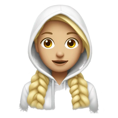 a blonde girl wearing a white hoodie  sticker