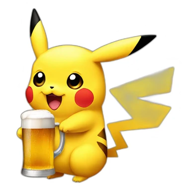 pikachu driking beer sticker