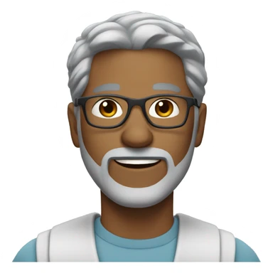 white man, 40 years old, wears glasses, gray hair, short gray beard sticker