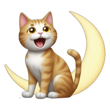 Cat meowing at the moon sticker