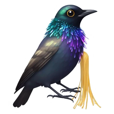 A starling eating spaghetti sticker