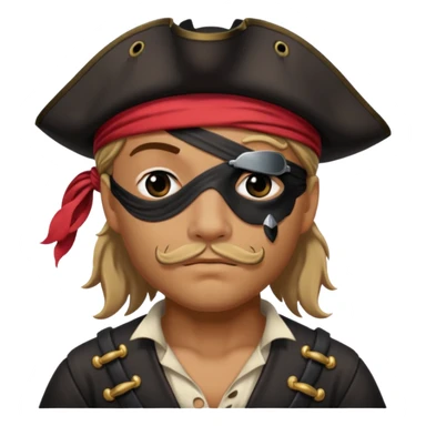pirate with black eyepatch covering one eye and with only one ye sticker